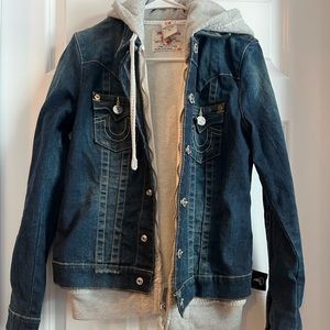 True Religion Denim Jacket with Hoodie - Medium
